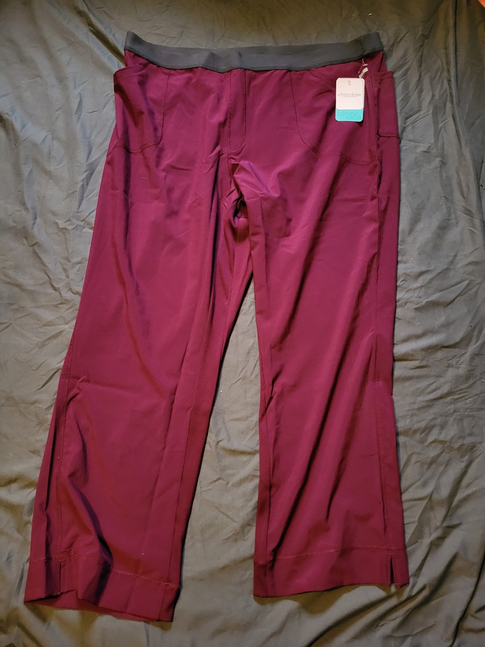 Cherokee Plum Scrub Pants with Black Waistband NWT Petite 2XL